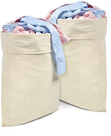 OTraki Wäschesack XXL, 50 x 70 CM Stoffbeutel Groß, 2er-Set Faltbarer Wäschebeutel Reise, 45L Strapazierfähige baumwolltasche mit Kordelzug, Maschinenwaschbar/Wiederverwendbar