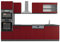 Vicco Küchenzeile R-Line, Rot/Anthrazit, 300 cm J-Shape, mit Hochschrank, ohne Arbeitsplatte