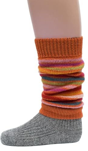 Hirsch Natur, Calentadores gruesos para niños pequeños, 100% lana (kbT) talla única (1-6 años), Naranja Rayas, One Size (1-6 Jahre)