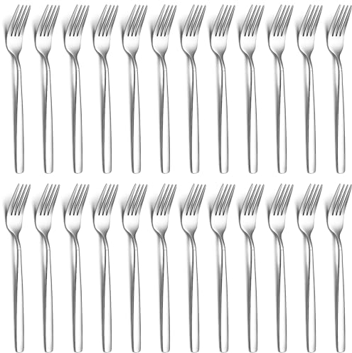 Kyraton Tafelgabeln 24 Stück,18.3cm Edelstahl Menuegabel, Gabeln und Löffel Besteck, ideal für Zuhause, Restauroom, Hotel, Hochzeit, Party, spülmaschinenfest