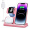 JARGOU Cargador Inalambrico 3 en 1 para iPhone/Apple Watch/AirPods, Estación de Carga Apple para iPhone 15 14 13 12 11 Pro MAX/XR/8, Wireless Charger per iWatch 9/Ultra 2/SE/8/7/6/5/4/AirPods (Rosa)