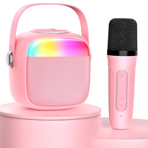 JYX Professioneller Karaoke-Lautsprecher, tragbar, Bluetooth, mit 2 Mikrofonen und Partylichtern, unterstützt SD/USB/AUX-Karte, ideal als Geburtstagsgeschenk und für Familienfeiern.