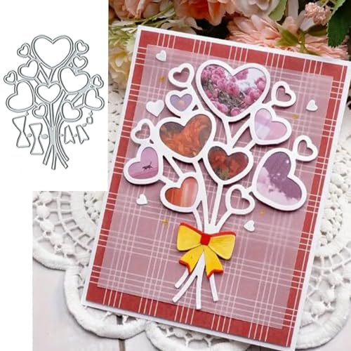 Gren av hjärtan metallstansning för korttillverkning, alla hjärtans dag blomma kort skärning schabloner gör-det-själv scrapbooking album dekorativ prägling papper kort prägling hantverk