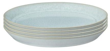 Denby - Kiln Green Medium Plates Set of 4 - Dishwasher & Microwave Safe Crockery - Tranquil & Soft Hand Glaze Effect - Versatile Piece - Ceramic Stoneware - Chip & Crack Resistant - L21.5xW21.5xH2.5