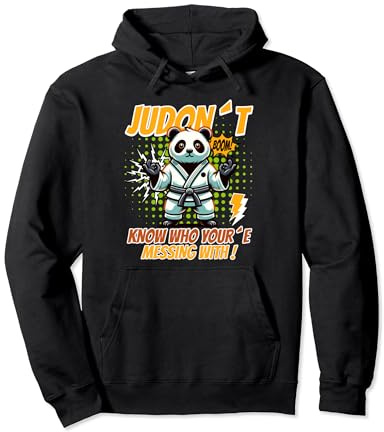 Panda in Judo Suit - Humorous Cartoon Design Pullover Hoodie