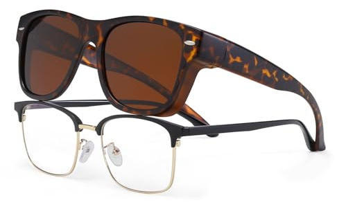 YAMEIZE Vintage Polarized Rectangle Wear Over -Sunglasses for Men Women Classic Anti Glare UV400 Protection Square Wear Over Eyewear Driving Outdoor