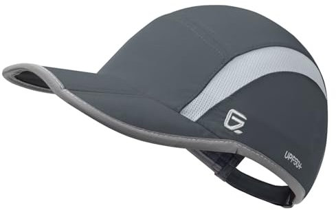 GADIEMKENSD Quick Dry Sports Hat Folding Series Lightweight Breathable Soft Outdoor Run Cap (Reflective, Dark Gray)