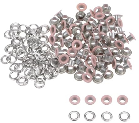 Kozelo Kit De Œillets 100pièces-[Trou De 4mm 1/6] Œillets Métalliques Outil Pour Chaussures Vêtements Projet DIY, Petit Œillet, Rose