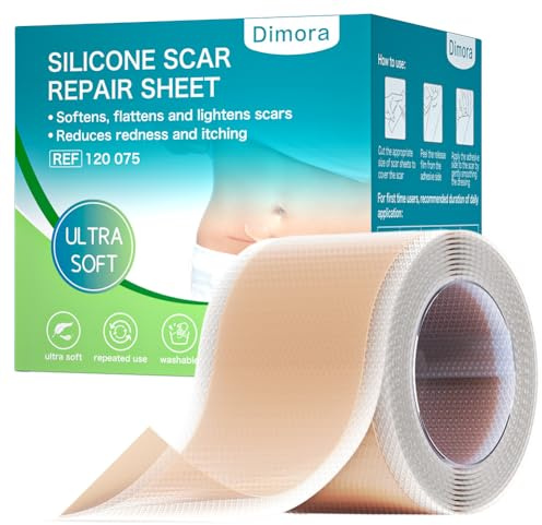 Dimora Waterproof Silicone Scar Sheets - Medical Grade Hypoallergenic Silicone Scar Tape (4cm*1.5m), Ultra-Soft Scar Treatment for Surgical Scars, C Section, Tummy Tuck, Keloid Treatment
