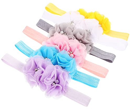 YARNOW Fasce per Chioma Neonata Elasticizzato 6pezzi Design a Fiore per Bambini e Ragazzo Ragazza per Fotografia e Compleanni