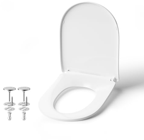 ANNWA Tapa WC Universal, Tapa Inodoro en Forma de U/D, Tapa WC con Cierre Suave, Toilet Seat Para Familia y Baño, Montaje Fácil y Resistente, Liberación Rápida para una Fácil Limpieza.