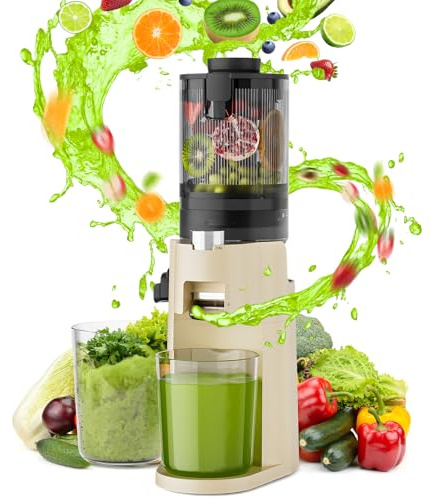 SKUTZTEK Exprimidor lento para frutas y verduras enteras, Extractor de Zumos y Verduras, 150W Extractor de zumos compacto, Extractor de Jugo Slow Juice Machine (<65dB) con Filtro SUS, Libre de BPA