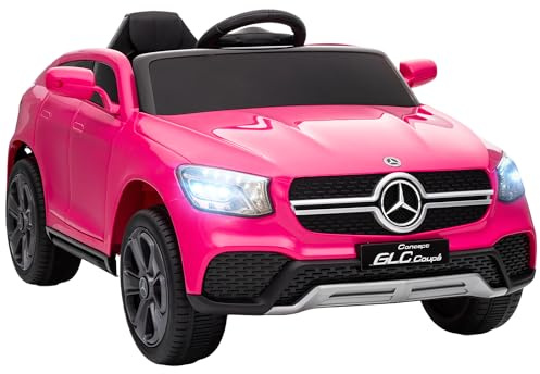 AIYAPLAY Mercedes-Benz GLC Coupe Licensed Kids Ride on Car, 12V Battery Powered Kids Electric Car with Remote Control, Soft Start, LED Light, Music, MP3, 3 Speed, for 3-6 Years, Pink
