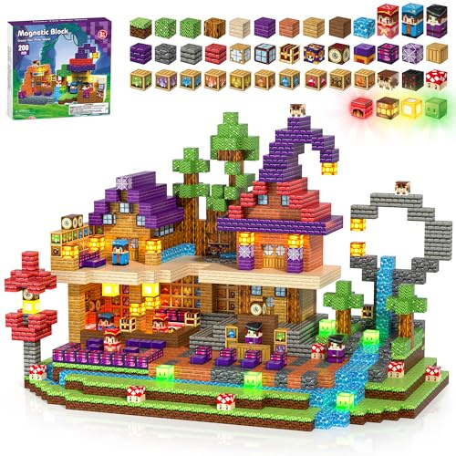 Kryzomat Cube Magnétique Lumineux, Magnetic Blocks 150 PCS, Thème Magie | Bloc Construction Magnetique Led, Bloc Magnetique pour 3+ Ans, Cube Aimanté pour Garçon Fille, Cadeau pour Noël Anniversaire