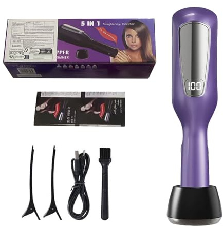 Mini tondeuse à cheveux sans fil avec pointes fourchues - Soin des cheveux ioniques négatifs - Tondeuse portable pour enlever les pointes fourchues sèches, avec affichage LED, abîmés et cassants