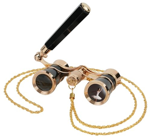 BOSTRON Lunettes d'Opéra Compactes 3X Magnification 25mm Objectif, Jumelles de Théâtre avec Chaîne et Poignée Portable pour Femmes