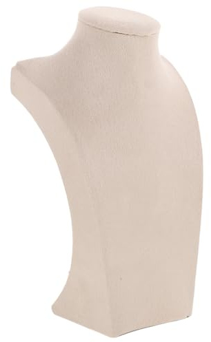 Holibanna Espositori Collane Busto Manichino e Collo Realistico, Supporto Porta Gioielli in Velluto Bianco Sporco H20 CM, per Negozi e Organizzazione Casa