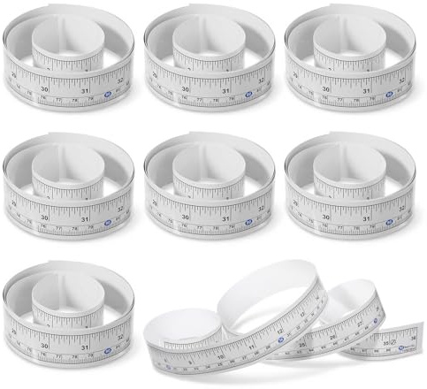 8 PCS Self Adhesive Measuring Tape, 35 Inch Peel and Stick Tapes Measure Imperial Metric Stick On Ruler Left-Right Reading Ruler Tape for Workbench, Table Saw, Drafting Table, White
