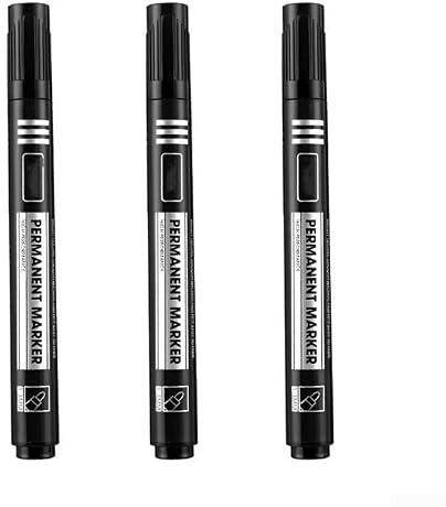 NEIQIUWING Permanent markörer set om 3 vattentäta foliepennor 2,8 mm spets för glas metall trä plast kontor skola (svart)
