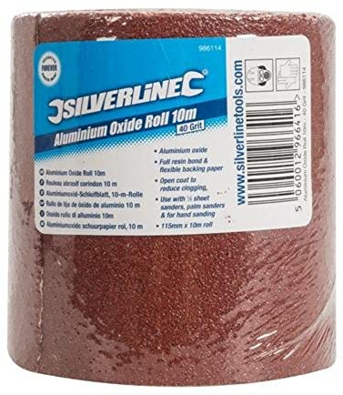 Silverline 986114 Rotolo Abrasivo Corindone, 10 mt, Grana 40