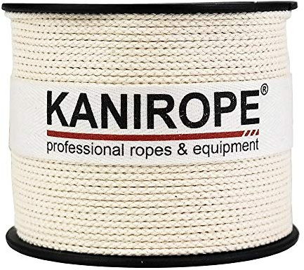 Kanirope® Corde Cordage en Coton COBRAID 1,5mm 100m tressée Blanc Crème