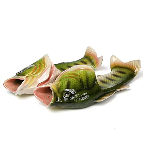 UniqStore Sandalen Tricky Fisch Hausschuhe Kreative Fisch Stil Strand Schuhe Simulation Fisch Strand Hausschuhe Herren, Grün, 40/41 EU