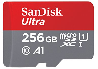 SanDisk Ultra 256 GB microSDXC Memory Card + SD Adapter with A1 App Performance Up to 100 MB/s, Class 10, U1