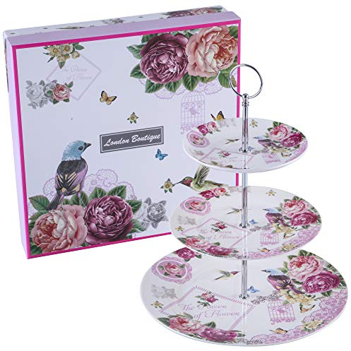 Soporte para tartas de 2 pisos 22x26 Bird Rose Butterfly