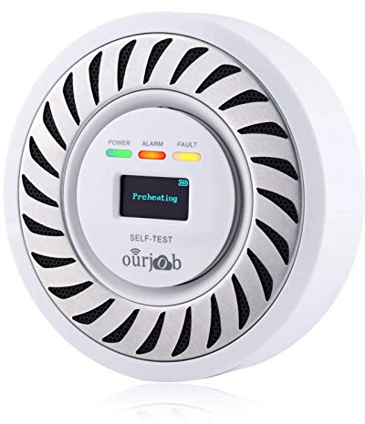 CO Alarme Détecteurs de monoxyde de Carbone, électrochimique CO Détecteur de gaz Toxique, Moniteur USB à monoxyde de Carbone avec Affichage numérique OLED pour la Maison/Garage/Caravane (Blanc)