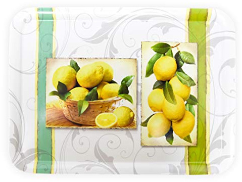 Lashuma Bandeja Grande Rectangular para Servir 50 x 37 cm, Diseño de Árbol de Cítricos, Ligera y Decorativa para Jardín
