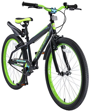 BIKESTAR Vélo Enfant pour Garcons et Filles de 10-13 Ans | Bicyclette Enfant 24 Pouces VTT avec Freins | Noir & Vert