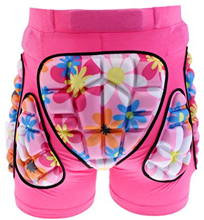 Deluxe gepolsterte Eiskunstlauf-Shorts für Kinder, Jungen und Mädchen, 3D-Schutzpolster für Hüfte, Steißbein und Hintern (Pink, XXS)