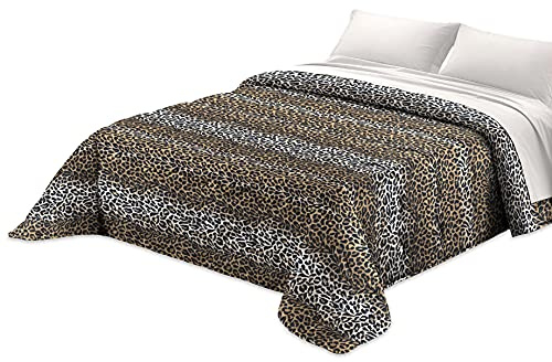 Tata Home Trapunta Invernale Singola Imbottita 300 gr/mq Piumone Caldo Letto Singolo 160x260 cm Fantasia Animalier Maculata Made in Italy MOD. Leopardata
