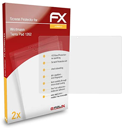 atFoliX Protecteur d'écran compatible avec Wortmann Terra Pad 1262 Film Protection d'écran, antiréfléchissant et absorbant les chocs FX Film Protecteur (2X)