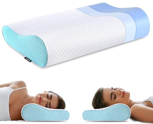 Memory Foam Pillows Neck Pillow Bed Pillow for Sleeping Ergonomic Cervical Contour Pillow for Side Back Stomach Sleeper for Neck and Shoulder Pain