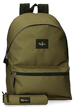 Pepe Jeans Aris Sac à dos pour ordinateur portable double compartiment 15,6 pouces 31 x 44 x 17,5 cm Sac à dos scolaire Polyester by Joumma Bags, kaki, Talla única, Sac à dos + trousse