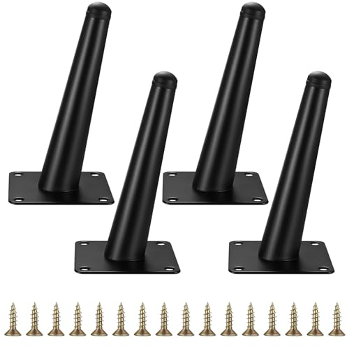 Fulushouxi Patas para Muebles, 4 Piezas Patas de Muebles Altura Regulables, Inclinadas Patas Ajustables Metal Negro para Cocina, Cama, Sofás, Gabinete, Mesa, Estantes - 15 cm de Altura