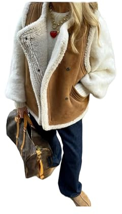KWTF Mode chaud fourrure gilet pour femmes élégant sans manches col rabattu vestes hiver Chic décontracté Faux cuir gilet gilets