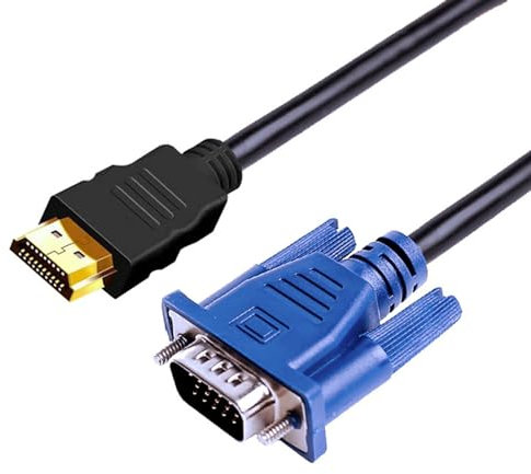 Fxwtich Cavo HDMI a VGA, portatile, buone prestazioni, ampia compatibilità, da maschio a maschio, convertitore per PC, blu