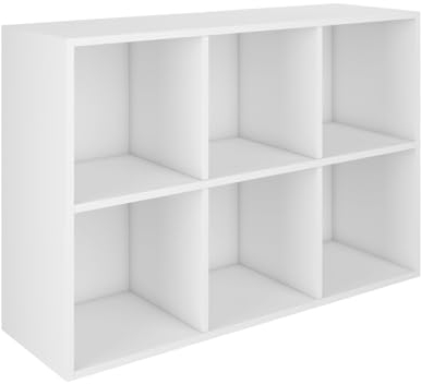 SoDREAMER Bücherregal mit 6 Fächern | Büroregal für Wohnzimmer, Schlafzimmer, Kinderzimmer, Büro | 107x72x38 cm weiß Würfelregal Standregal