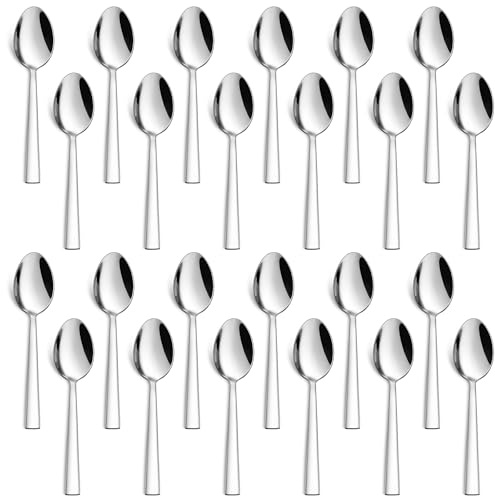 Homikit teskedar 24 stycken, kaffeskedar i rostfritt stål, dessertsked, espressosked, 13,5 cm, liten sked för hem, restaurang, café, diskmaskinssäker