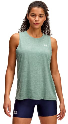 Under Armour Damen Tech Twist Tank Top, (348) Silica Green/White, Mittel