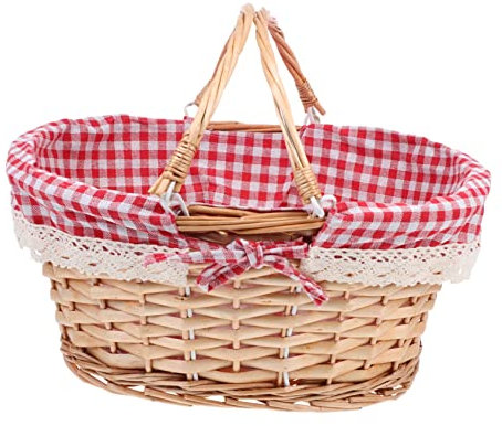 FONDOTIN Cestino da Picnic Intrecciato Stile Rustico Manici Rimovibili Cesta Decorativa per Fiori e Oggetti per attività all Aperto e Organizzazione Domestica Colore Naturale