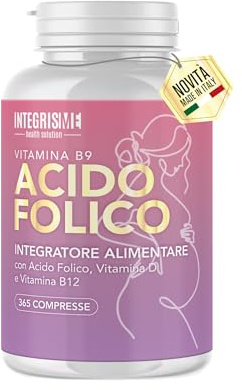 Acido Folico Con Vitamina B12 E D3 | 365 Compresse | INTEGRISME