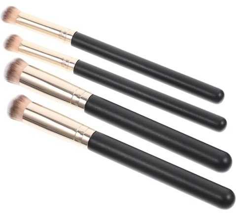 IWOWHERO 4 piezas Brochas Maquillaje Corrector con Mango de Madera Pinceles para Aplicar Polvo y de Nariz Herramientas de Maquillaje para Doméstico y Profesional