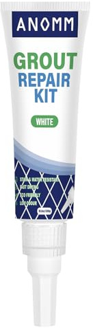 ANOMM Stucco per Piastrellen, 300ml Riparazione Fughe Piastrelle, Tubetto Riempitivo Ripara e Rinnova, Malta per Piastrelle, per Bagno, Doccia e Cucina, Ripristina e Rinnova Fughe Piastrelle, Bianca