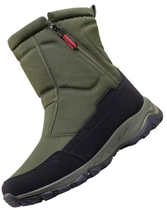 Bottes de neige pour homme - Imperméables - Doublure chaude - Chaussures d'hiver avec fermeture éclair latérale - Chaussures d'hiver - Chaussures thermiques d'extérieur antidérapantes - Chaussures de