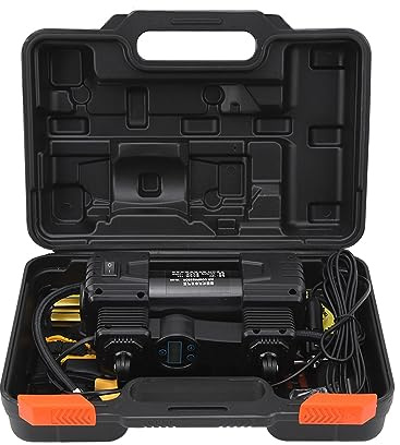 MasYosh Compressore d'Aria a Doppio Cilindro, Pompa per Pneumatici per Carichi Pesanti 12V 150PSI con Luce LED, Manometro Digitale, per Auto SUV Camion Motocicli