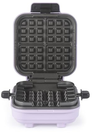 Giles & Posner Sorbet Stuffed Waffle Maker – Extra Deep Belgian Waffle Maker, PFAS-Free Non-Stick Cooking Plates, Lifting Tools to Remove Waffles, Space-Saving, Locking Clip, 750W, Purple