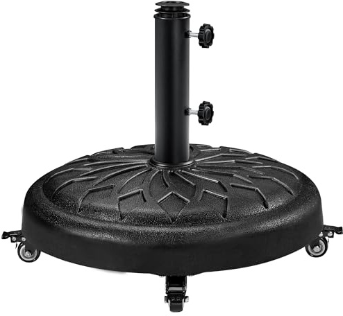 Yaheetech 20,6 kg Sonnenschirmständer mit Rollen ø50,5 cm Schirmständer Sonnenschirm Stabiler Schirmhalter für Schirmstangen von 34/38/48 mm für Garten/Balkon/Strand, Schwarz